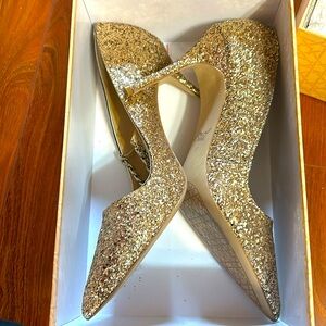Glittery gold wedding heels! Jewel by Badgley Mischka